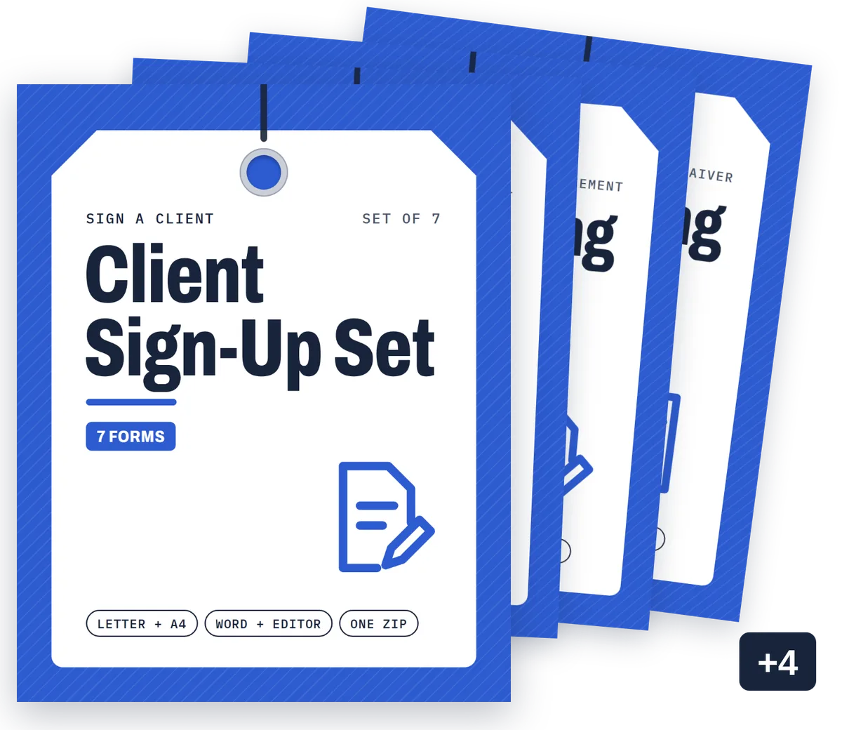 Client Sign-Up Set cover with member covers stacked behind it