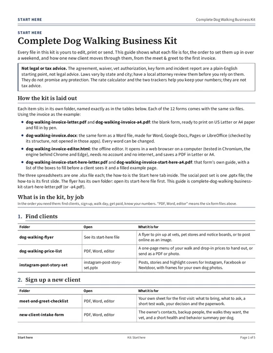 Kit start-here guide, page 1